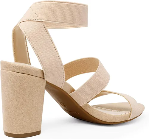 Miniatura 3 de DREAM PAIRS Sandalias de tacón de vestir con correa elástica alta y gruesa para mujer