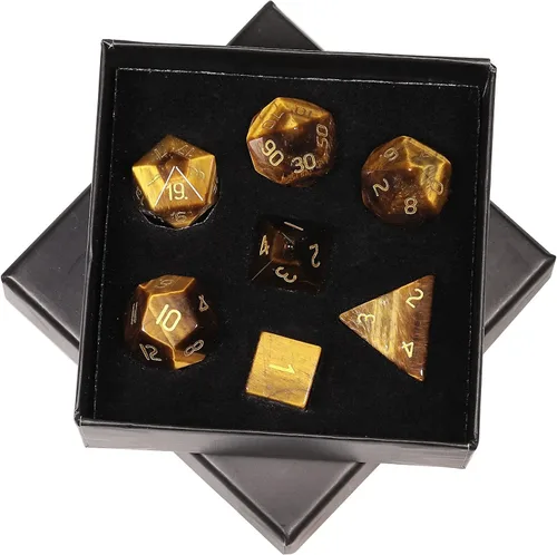 Miniatura 15 de SUNYIK Juego de 7 dados poliédricos DND de piedra de cristal pulido para juegos de mesa RPG MTG, dados de juego DND, mazmorras y dragones