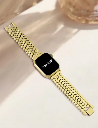 Miniatura 4 de JR.DM Bandas de Oro Compatibles con Apple Watch 38mm 40mm 41mm 42mm (S10/11) para Mujeres, Correa Elegante y Lujosa de Miel de Metal de Diseño