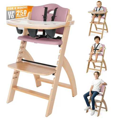 Miniatura 20 de Abiie Beyond Junior - Silla alta de madera con bandeja - Silla alta ajustable y convertible para bebés y niños pequeños - 6 meses a 250 libras