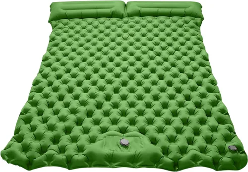 Ergocar Colchoneta de dormir para camping, almohadilla inflable gruesa con almohada, bomba integrada, colchón inflable ligero para acampar con tela