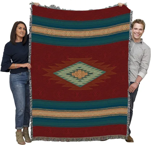 Miniatura 16 de Pure Country Weavers Manta Baja – Inspirada en los nativos americanos del suroeste – Manta de regalo tejida de algodón – Fabricada en los Estados
