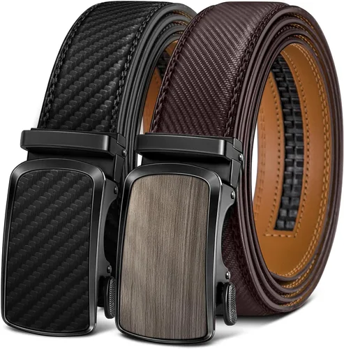 Miniatura 23 de BULLIANT - Paquete de 2 cinturones de cuero con trinquete para hombre, ajustables, corte de 1 3/8 para un ajuste perfecto, regalo para hombre