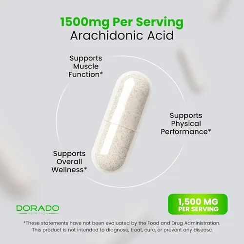 Miniatura 4 de Suplemento de ácido araquidónico de 1500 mg (150 cápsulas), suplemento muscular y de fuerza para masa muscular y recuperación para hombres