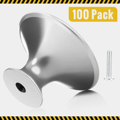 Miniatura 4 de Bememo Paquete de 100 pomos para gabinetes de cocina, asas redondas plateadas para cajones, aparadores y gabinetes, accesorios duraderos