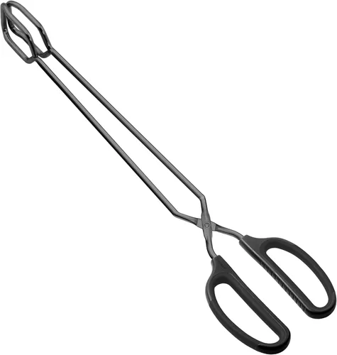Miniatura 9 de HINMAY Juego de pinzas de acero inoxidable de 12 y 16 pulgadas, pinzas de cocina de metal extralargas para cocinar, asar a la parrilla y servir Negro