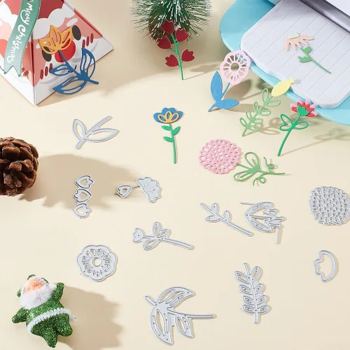 Miniatura 3 de INFUNLY 38 piezas de flores de metal troqueladas capas de flores corte de hojas troquelado 3D DIY plantilla de estampado de flores para hacer