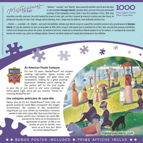 Miniatura 3 de MasterPieces Rompecabezas de 1000 piezas para adultos, familia o jóvenes, A Sunday On La Grande Jatte, 19.25 x 26.75 pulgadas