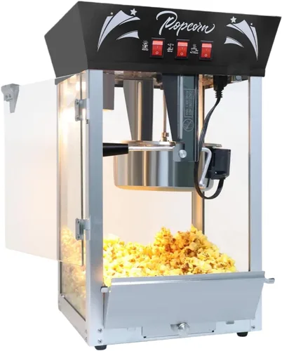 Máquina de palomitas de maíz, máquina de palomitas de maíz estilo teatro de 12 Oz con plataforma de calentamiento, máquina de palomitas de mesa
