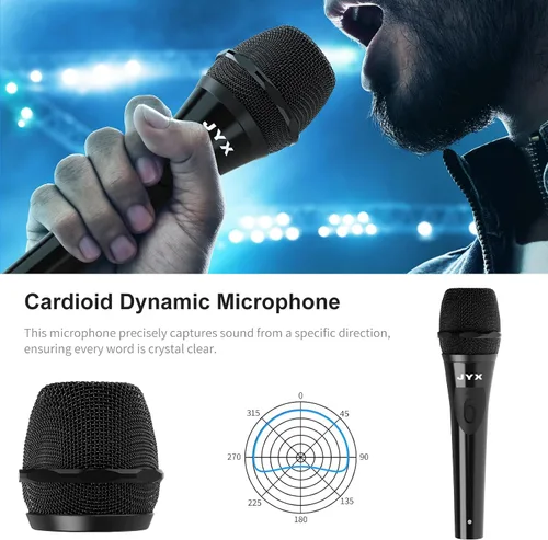 Miniatura 4 de JYX Micrófono de karaoke vocal dinámico, micrófono de mano con cable con interruptor de encendido/apagado, para máquina