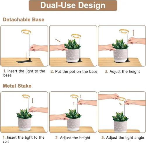 Miniatura 6 de Kullinss - Luz de crecimiento, 48 luces LED de espectro completo para plantas de cultivo en interiores con base desmontable, temporizador de Grano
