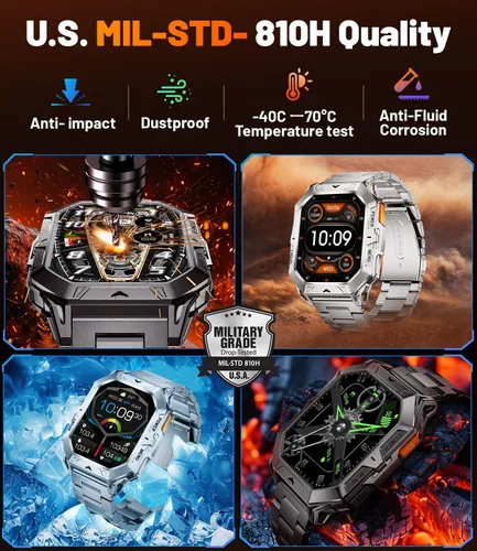 Miniatura 7 de TX1 - Reloj inteligente militar para hombre, 1000 mAh, batería de 80 días de duración, reloj inteligente AMOLED de 2.13 pulgadas, más de 100 modos