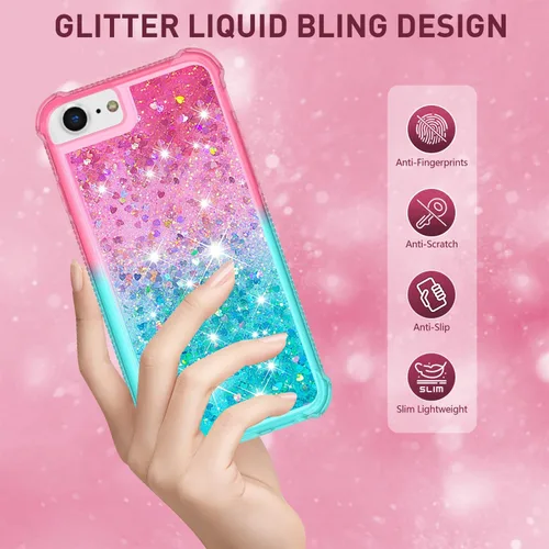 Miniatura 2 de Funda para iPod Touch de 7ª generación, iPod Touch 6ª/5ª generación para niñas, mujeres, niños, bonita purpurina líquida suave TPU transparente a