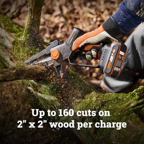 Miniatura 7 de Worx Sierra de poda inalámbrica de 20 V, de 5 pulgadas, sin escobillas, sin escobillas, motosierra eléctrica ligera de 33 pies/s, motosierra