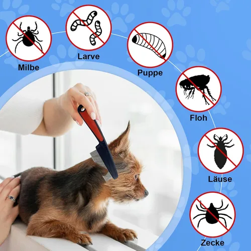 Miniatura 5 de 2 piezas de peines antipulgas para perros y gatos, peine multifuncional mejorado para mascotas, peine antipulgas para eliminación de pelo, cepillo