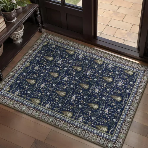 Miniatura 197 de Tangsoo Alfombra lavable para pasillo, antideslizante, 2 x 6 pies, estilo bohemio, floral, vintage, para entrada, suelo suave, para cocina, baño
