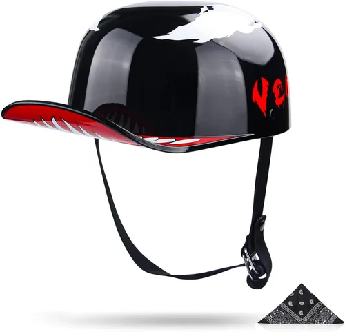 Baseball Motorcycle Helmet - DOT Approved Open Face Helmet for Men Women Baseball Cap Helmet for Bike, Cruiser, Chopper, Moped, Scooter