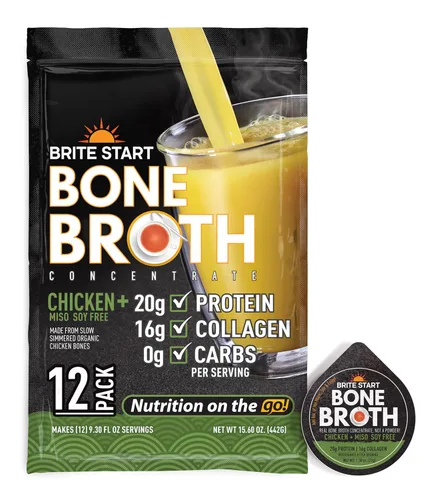 Miniatura 12 de Brite Start Caldo de hueso - Caldo de hueso de pollo - 4 unidades - Concentrado apto para dieta cetogénica empaquetado con 0.66 oz de colágeno, 0.71