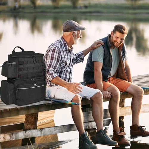 Miniatura 9 de MATEIN Mochila para Pesca, Bolsa de Equipo de Pesca Resistente al Agua con Soportes para Caña de Pescar y Enfriador, Regalos de Equipo para Hombres