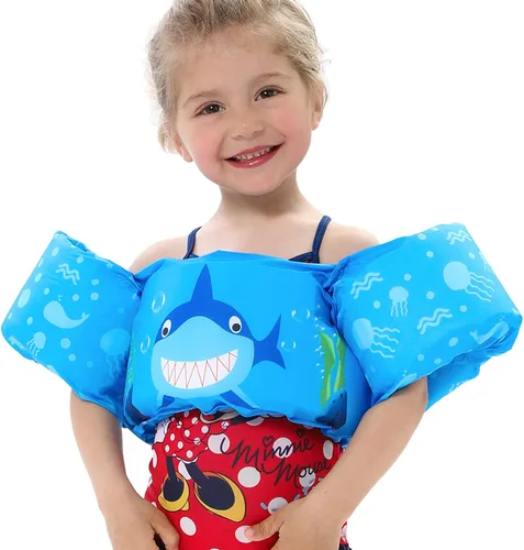 Miniatura 9 de Double Couple Toddler Swim Vest with Sleeves Cartoon Adjustable Strap Swimming Jacket Pool Floaties for Kids 20-50 Pounds Boys and Girls Child