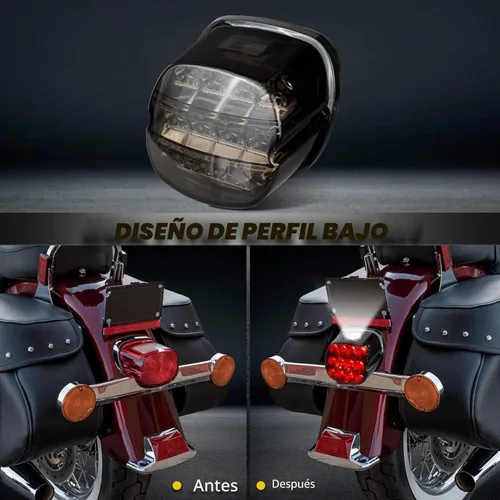 Miniatura 4 de NTHREEAUTO Luz trasera LED ahumada, luces traseras de motocicleta, conducción de freno, compatible con Harley Dyna Road King Electra Glide Street