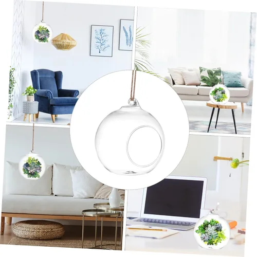 Miniatura 5 de BESTonZON 6 jarrones colgantes de terrario para plantas suculentas, macetas decorativas de interior, botellas ecológicas hidropónicas de vidrio