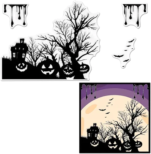 Miniatura 7 de Hying Sello transparente de calabaza de Halloween, fantasma, para hacer tarjetas, murciélagos de Halloween, sellos de goma de araña, bruja y gato