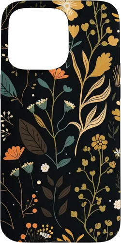 Miniatura 30 de Funda negra para iPhone 12/12 Pro con diseño floral, estética, simple, bohemio, moderno, flores botánicas