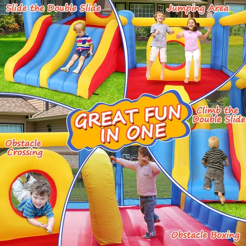 Miniatura 2 de Whubefy Casa de Rebote, Casa de Rebote Inflable para Niños de 3-6 Años y Niños Grandes de 8-12 Años, Tobogán Doble con Obstáculos