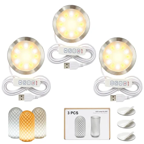 Kit de 3 lámparas LED 001 para Bambu Lab MH001, kit de luz de impresora 3D, kit de lámpara de hardware MakerWorld, luz redonda para impresión 3D USB