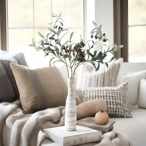 Miniatura 10 de ALMA Jarrón blanco alto para piso, jarrón extra grande de 18'' para ramo de flores secas de hierba de las pampas, jarrones grandes de cerámica