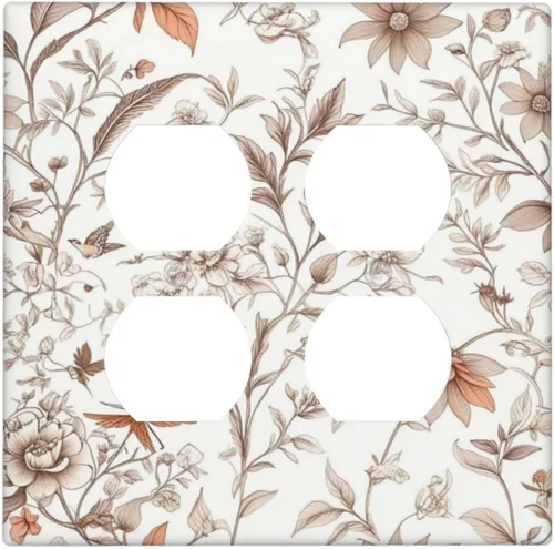 Miniatura 38 de Cubiertas Decorativas para Tomacorrientes Boho Floral Beige Flor y Hoja Botánico 1 Gang Interruptor de Luz Dúplex Placa Cubierta Placas de Boho