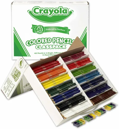 Crayola Classpack de lápices de colores (462 quilates), lápices de colores a granel, 14 colores surtidos, suministros escolares para profesores, a