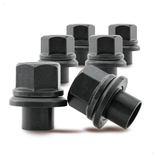 Tuerzas de rueda con brida de manga de 19mm de dos piezas 6 piezas, M22x1.5 Hex: 33mm Negro para camiones pesados, camiones semirremolque, ruedas