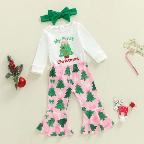 Miniatura 11 de Kuriozud Conjunto de mameluco con volantes para bebé recién nacida, con volantes, lindo conjunto de pantalones acampanados con diadema