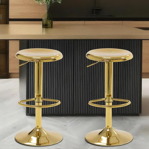 Miniatura 6 de Taburetes de bar – Paquete de 2 taburetes de bar de altura giratoria ajustable, taburetes de metal modernos, taburete de bar sin respaldo para bar