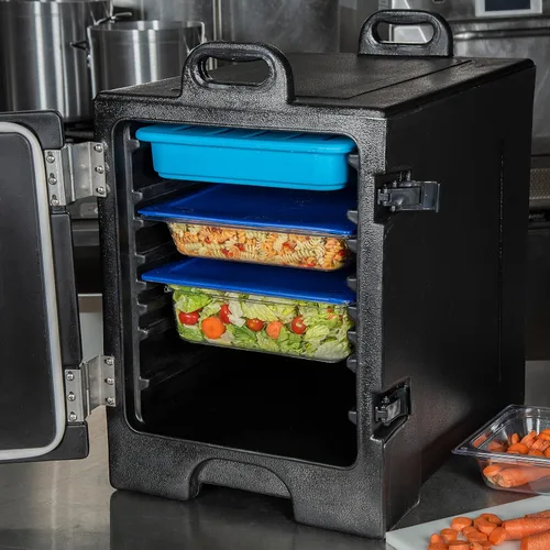 Miniatura 5 de Carlisle FoodService Products Transportador de Bandejas de Alimentos Aislado y Calentador, Carga Frontal con Asas, Capacidad para 5 Bandejas Negro