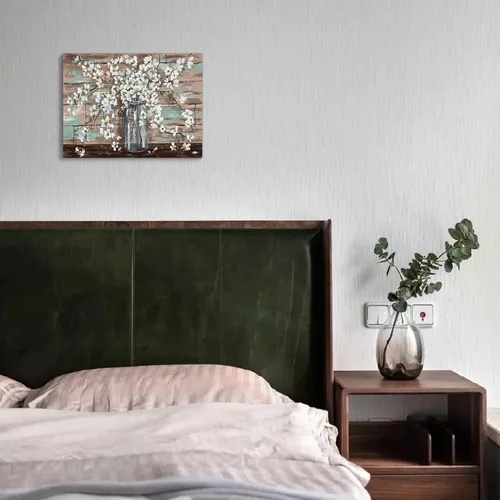 Miniatura 6 de KERPEESU Lienzo para baño, diseño de flores, diseño moderno de granja, pintura para dormitorio, acuarela, decoración de pared, obra de arte Marrón