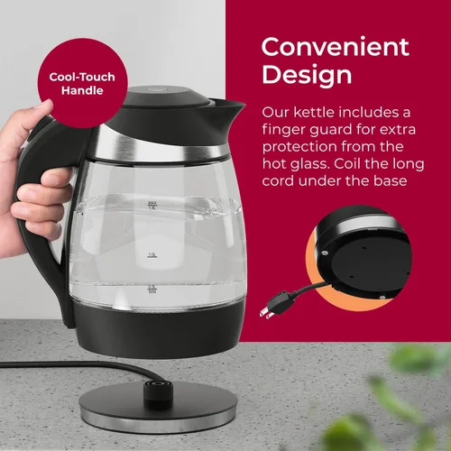 Miniatura 9 de Mueller Living Glass Kettle 1.5L 1500W - Tetera eléctrica con luz LED, apagado automático con tecnología SpeedBoil y protección contra hervir
