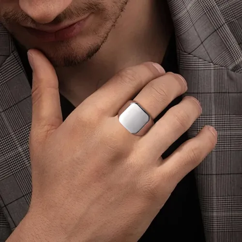 Miniatura 4 de Anillo de motero enhong, sello, anillo de acero pulido sólido, para hombre, ideal como regalo, tamaño de 17-38cm, color oro, negro o plata