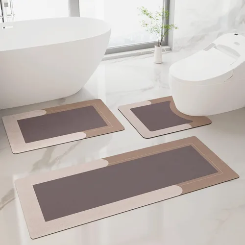 Miniatura 8 de Tapete de piel de napa en forma de U, muy suave, que absorbe el agua, antideslizante para baño, bañera o ducha, 2 piezas, de 20 x 32 + 20 x 24 Gris
