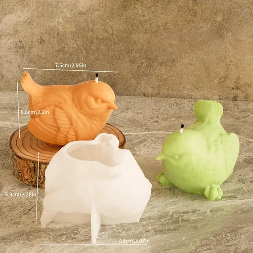 Miniatura 2 de Juego de moldes de resina y silicona para velas de animales y pájaros, molde de animales 3D para decoración del hogar y fabricación de velas