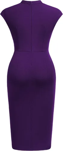 Miniatura 3 de AISIZE Women's Retro Half Collar Ruched Slim Cocktail Pencil Dress