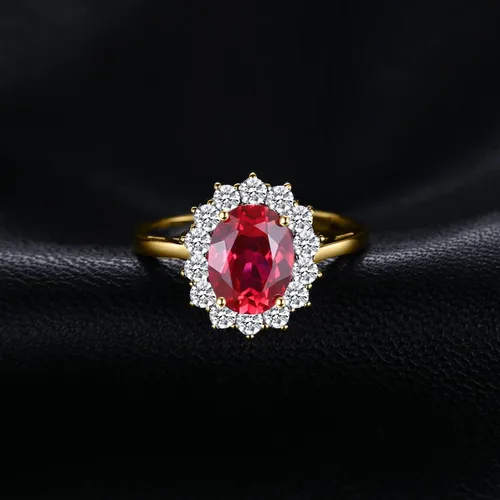 Miniatura 3 de JewelryPalace - Anillos de compromisoaniversario estilo princesa Diana Kate Middleton, con piedra natal de zafiro y halo pmujer, 14 quilates