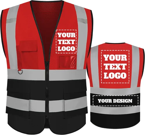 Miniatura 18 de Chaleco de seguridad con logotipo personalizado de alta visibilidad chaleco reflectante Ansi 5 bolsillos clase 2 Hi Vis seguridad construcción ropa
