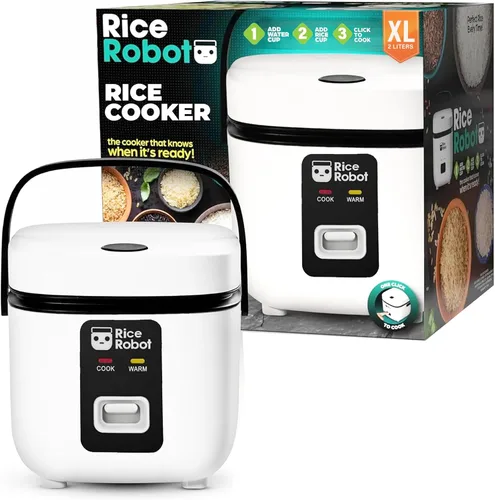 Miniatura 9 de Rice Robot - Arrocera personal, sin PFAS, antiadherente. Capacidad de 1 cuarto, con bandeja de vapor de acero inoxidable, tazas medidoras, libro