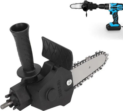 Miniatura 2 de Adaptador de taladro eléctrico a sierra, adaptador de cabezal de conversión de motosierra para taladro de 3 mandíbulas de 0.236-0.512 in, juego