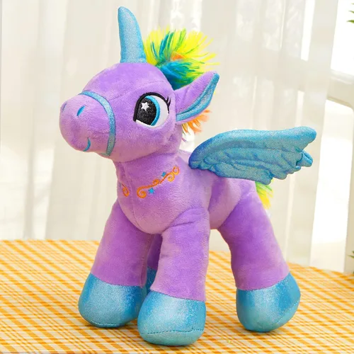 Miniatura 3 de Houwsbaby Peluche de unicornio con luz LED púrpura de 14 pulgadas, juguete de peluche de unicornio, juguete de peluche de caballo brillante, luz