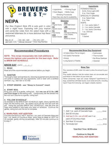 Miniatura 3 de Brewer's Best NEIPA (New England IPA) Kit de ingredientes para hacer cerveza de cinco galones