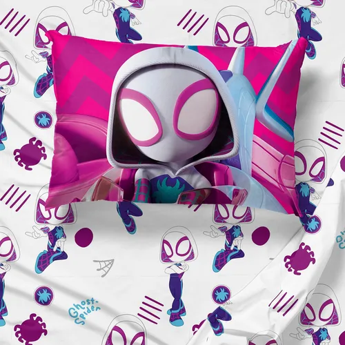 Miniatura 6 de Marvel Spidey & His Amazing Friends Ghost Spider Gwen - Juego de ropa de cama individual de 5 piezas, incluye edredón y juego de sábanas, microfibra
